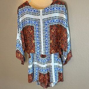 Revolve Line and Dot Women's Floral Split Back Tasha Kimono Romper/Size Small